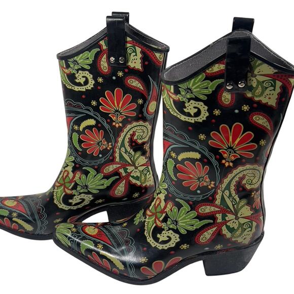 Nomad Yippy Paisley Psychedelic Western Wellies Rain Boot Women's 11 - Picture 1 of 16
